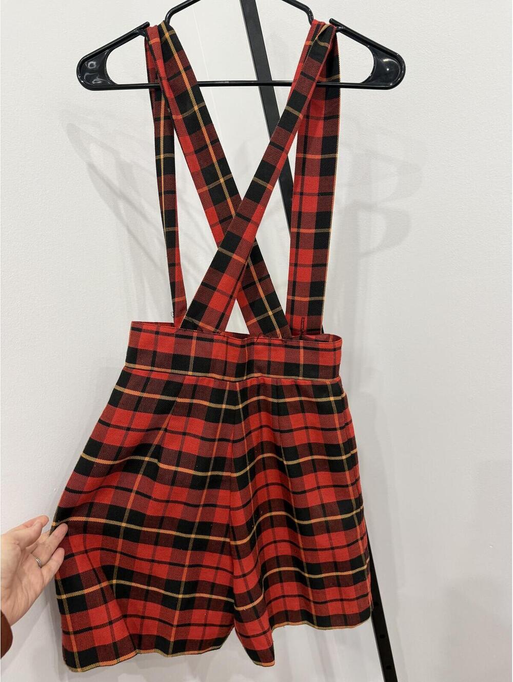 Bonjour Red and Black Plaid Suspender Short - Picture 11 of 12